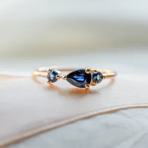 Gold ring with blue sapphires SKYLER Thumbnail