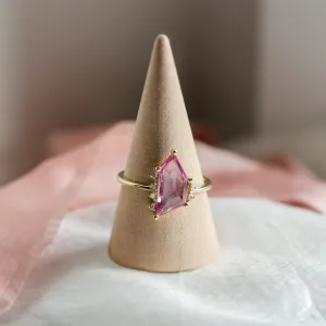 Gold ring with pink sapphire in asymmetric shape ROSALIE Thumbnail
