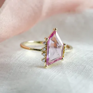 Gold ring with pink sapphire in asymmetric shape ROSALIE Thumbnail