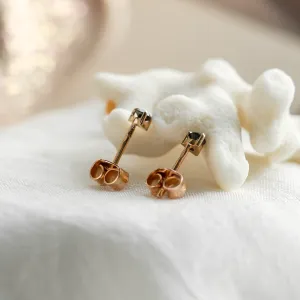 Golden minimalist earrings with black diamonds CHARNA Thumbnail