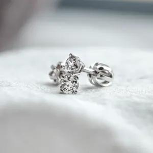 Classic earrings with diamonds ESTELLE Thumbnail