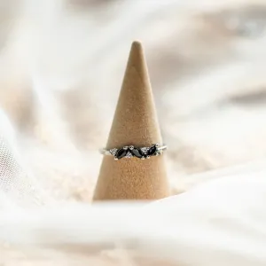Gold ring with marquise black and classic diamonds VALLO Thumbnail