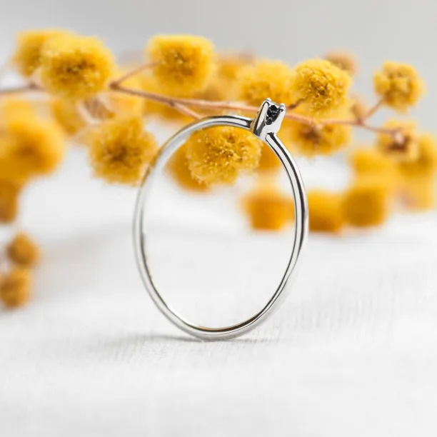 Zlatý minimalistický prsten s černým diamantem BRUNO Image