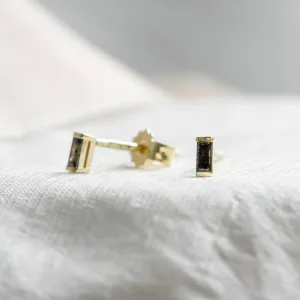 Minimalist earrings with gray diamonds RICKY Thumbnail