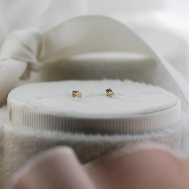 Minimalist earrings with gray diamonds RICKY Image