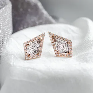 Výrazné náušnice s rutilovými křišťály a bočními diamanty ALEXIS