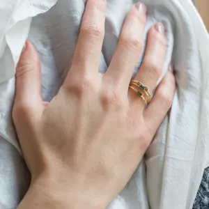 Zlatý prstýnek s baguette salt'n'pepper diamantem TORRE Thumbnail