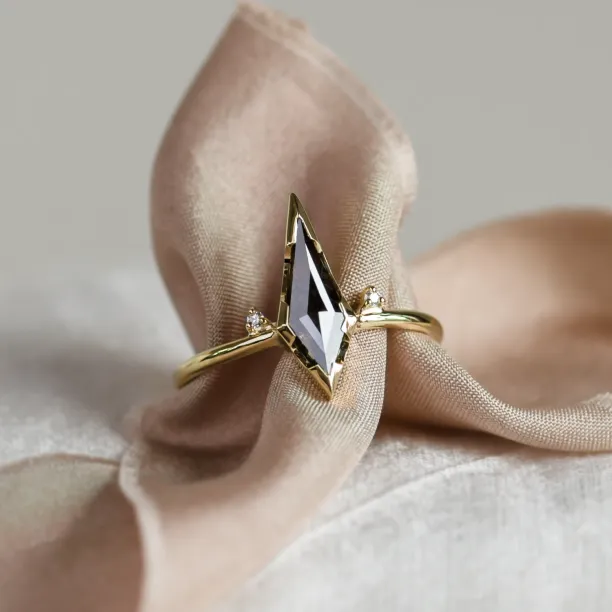 Alternative engagement ring with salt and pepper diamond CHLOE Image