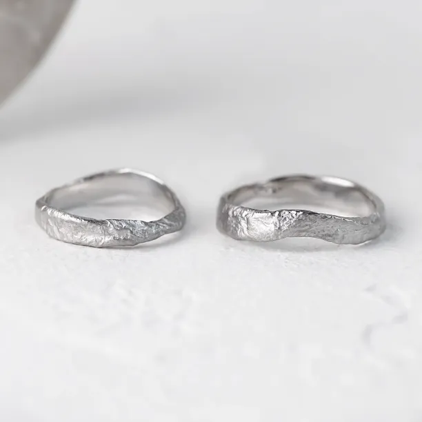 Irregular wedding bands with moon surface MUSK Image