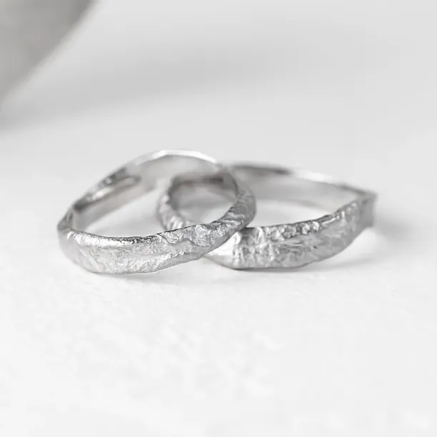 Irregular wedding bands with moon surface MUSK Image