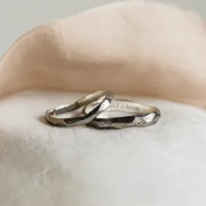 Black hammered wedding bands in organic shape GOLEM Thumbnail