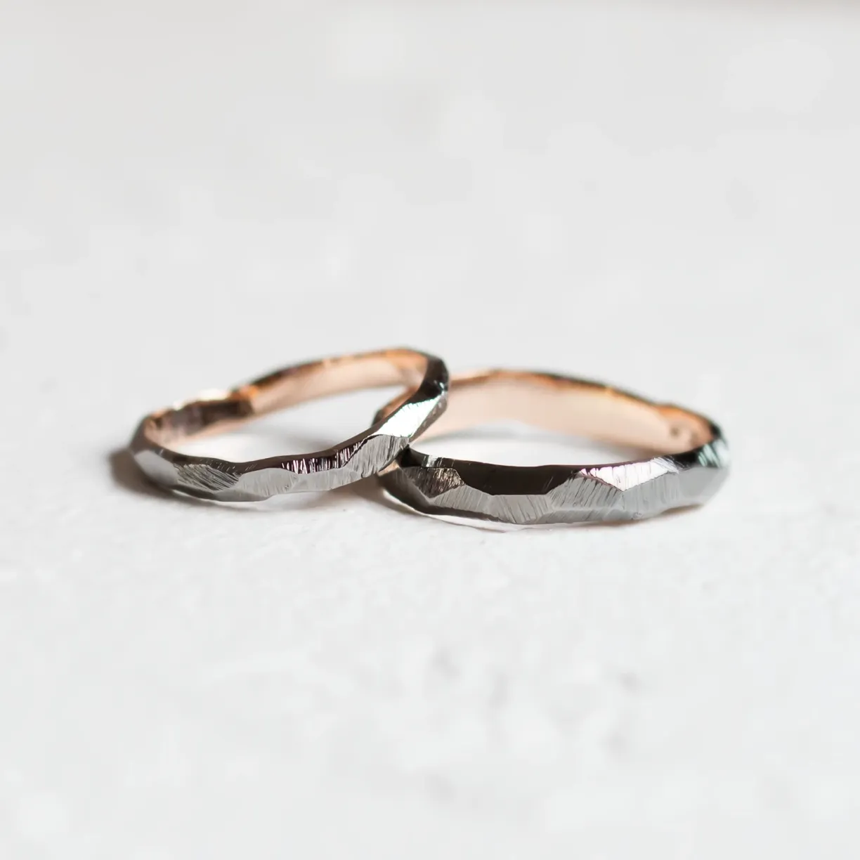 Black hammered wedding bands