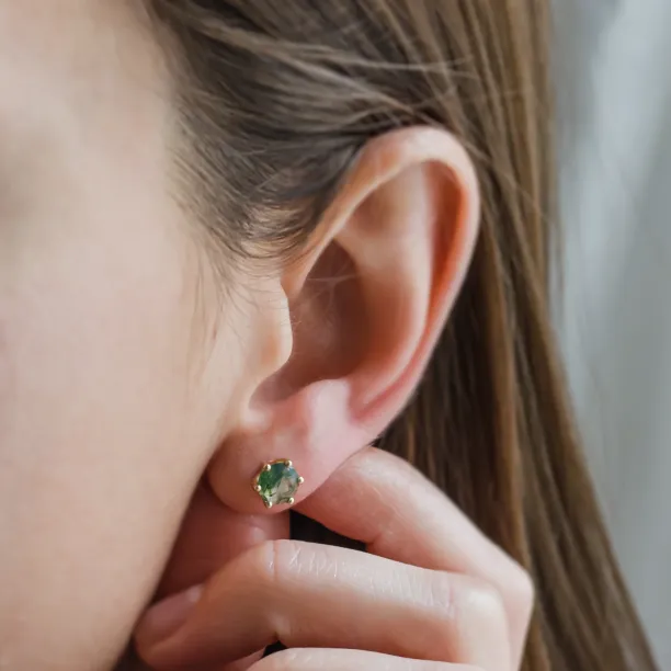 Zlaté náušnice s mechovými acháty REBE Image