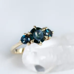 Gold ring with moss agate and blue topaz SYLT Thumbnail