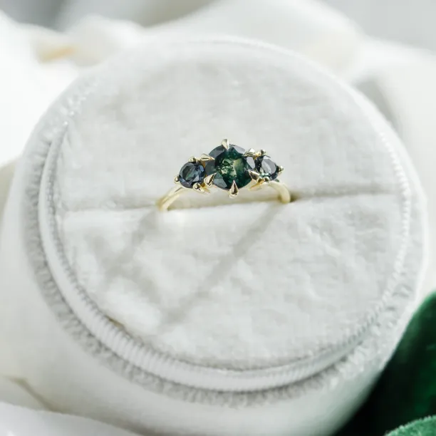 Gold ring with moss agate and blue topaz SYLT Image