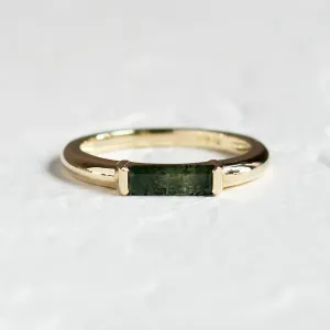 Gold ring with baguette moss agate CATHIA