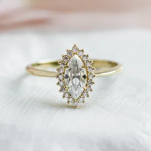 Halo engagement ring with marquise moissanite PHOEBE