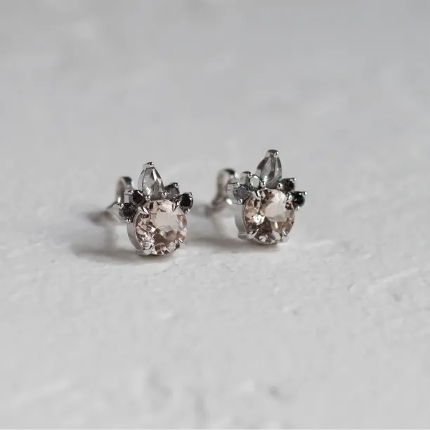 Earrings with morganite and salt and pepper diamonds BALLERINA Image