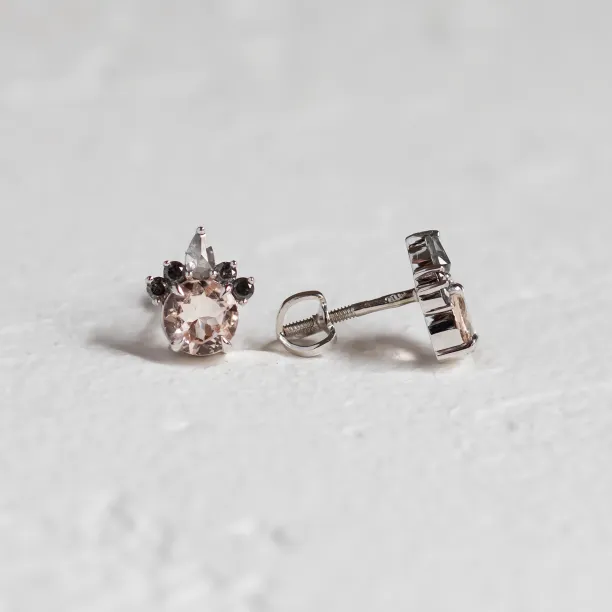 Earrings with morganite and salt and pepper diamonds BALLERINA Image
