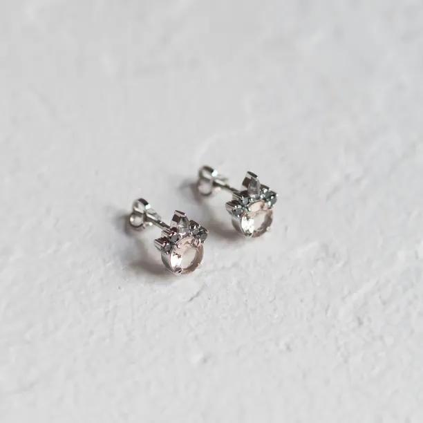 Earrings with morganite and salt and pepper diamonds BALLERINA Image
