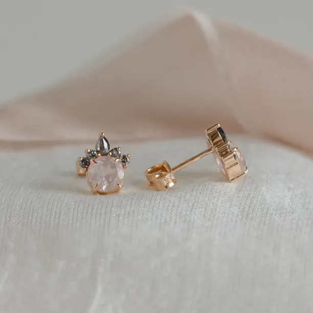 Earrings with morganite and salt and pepper diamonds BALLERINA Image
