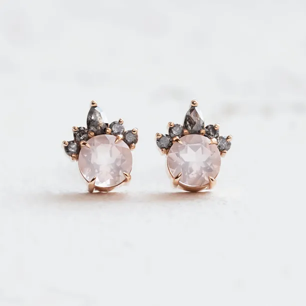 Earrings with morganite and salt and pepper diamonds BALLERINA Image