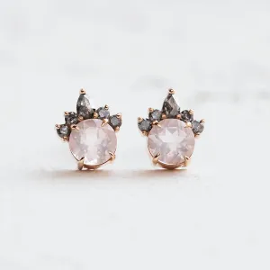 Earrings with morganite and salt and pepper diamonds BALLERINA