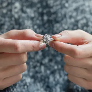 Luxury engagement ring with moissanites SHINY Thumbnail