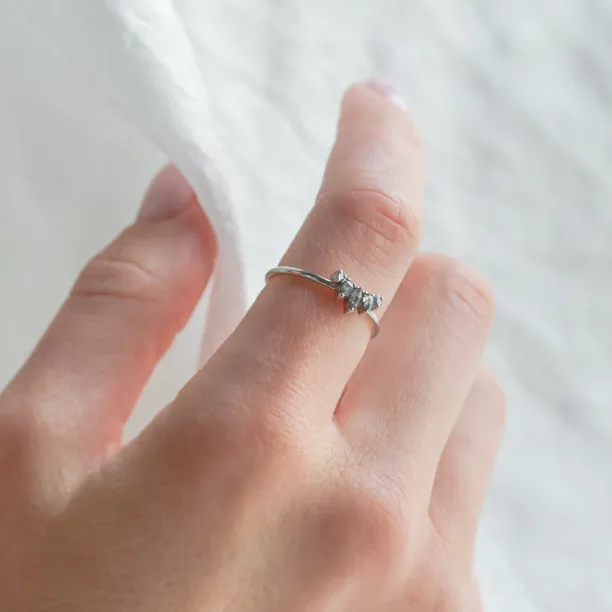 Zlatý prsten s pěticí salt and pepper diamantů ELODIE Image