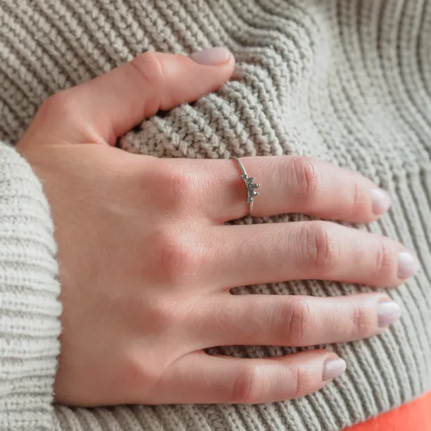 Zlatý prsten s pěticí salt and pepper diamantů ELODIE Image