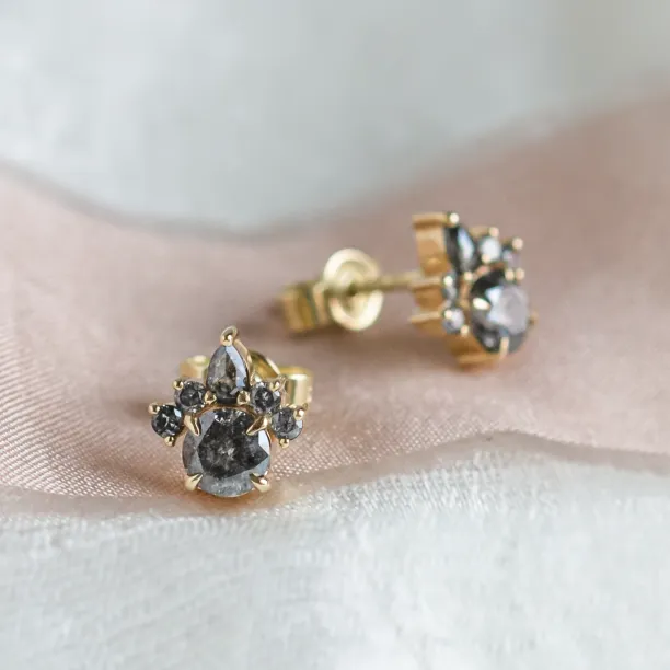 Romantic earrings with salt and pepper diamonds AURA Image