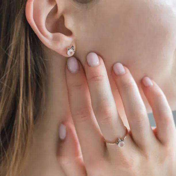 Romantic ring with morganite and salt and pepper diamonds DAPHNE Image