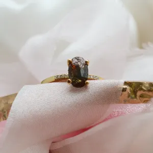 Zlatý prsten s oválným salt  and pepper diamantem BROOKE Thumbnail