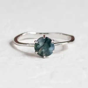Unusual engagement ring with moss agate and organic bezel AVERIL Thumbnail