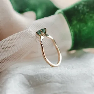 Unusual engagement ring with moss agate and organic bezel AVERIL Thumbnail
