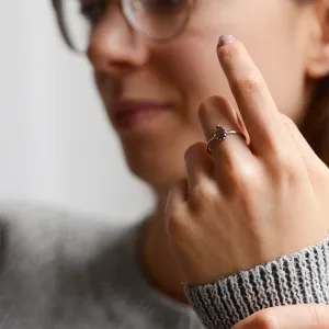 Unique gold engagement ring with pear salt and pepper diamond BEX