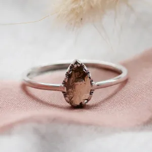 Unique gold engagement ring with pear salt and pepper diamond BEX