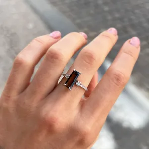 Kouřový křišťál ve zlatém prstenu s diamanty FUME Thumbnail