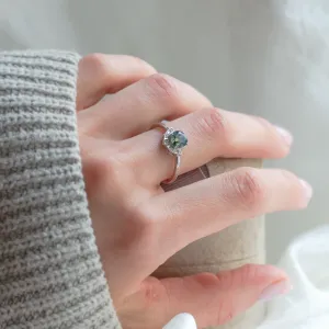 Unique gold moss agate ring with diamonds BILBO