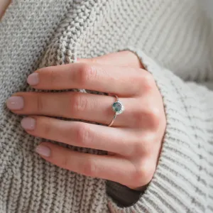 Netradiční zlatý prsten s mechovým achátem a diamanty BILBO Thumbnail