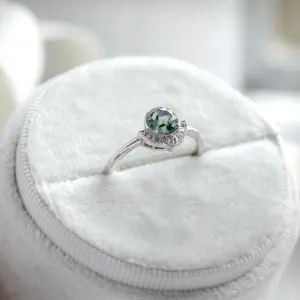 Netradiční zlatý prsten s mechovým achátem a diamanty BILBO Thumbnail