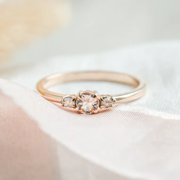 Gold ring with morganite and salt and pepper diamonds DUSTY Image