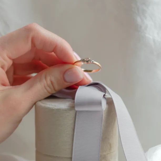 Gold ring with morganite and salt and pepper diamonds DUSTY Image