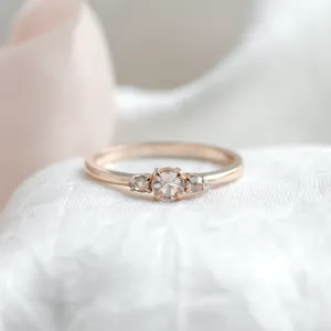 Gold ring with morganite and salt and pepper diamonds DUSTY Thumbnail