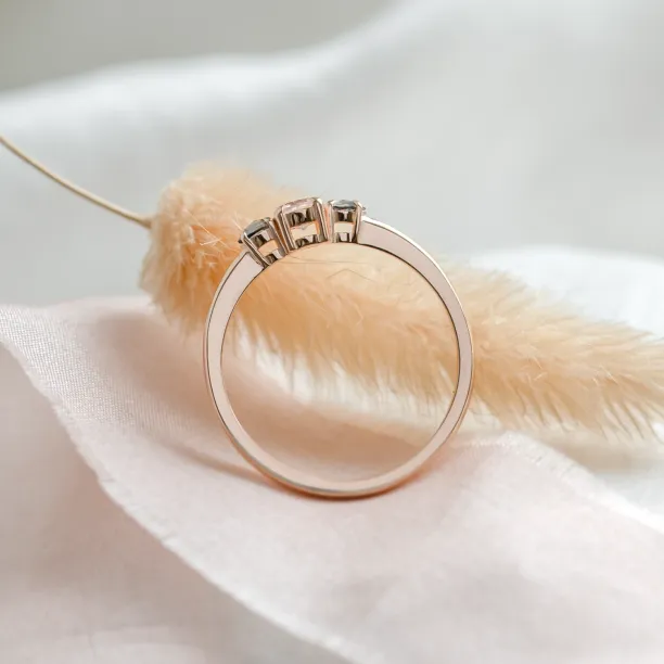 Gold ring with morganite and salt and pepper diamonds DUSTY Image