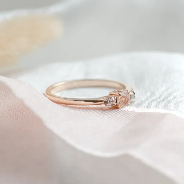 Gold ring with morganite and salt and pepper diamonds DUSTY Image