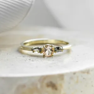 Gold ring with morganite and salt and pepper diamonds DUSTY Thumbnail