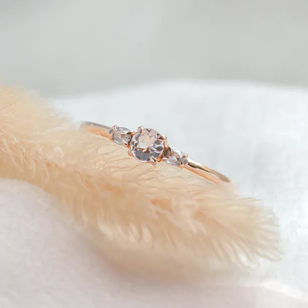 Gold ring with morganite and salt and pepper diamonds DUSTY Image