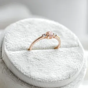 Gold ring with morganite and salt and pepper diamonds DUSTY Thumbnail