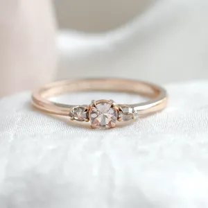 Gold ring with morganite and salt and pepper diamonds DUSTY